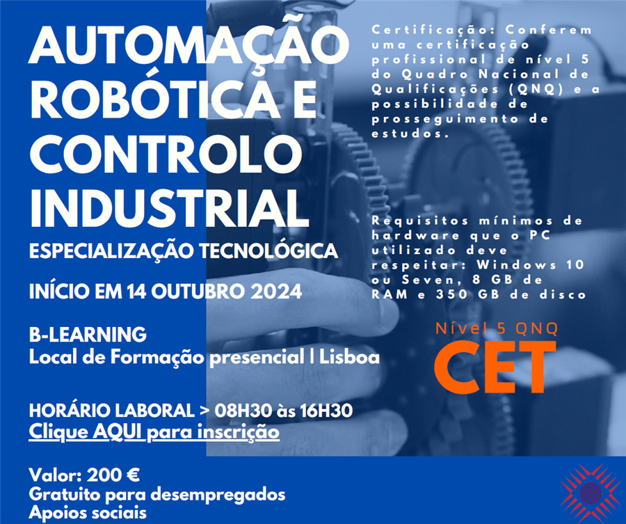 Tecnico/a Especialista em Automação, Robótica e Controlo Industrial