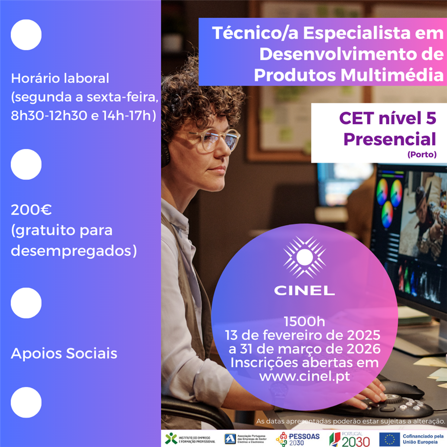 Técnico/a Especialista em Desenvolvimento de Produtos Multimédia (CET N5)